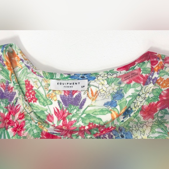 Equipment Femme Silk Sheer Floral Top Blouse Long Sleeve - Picture 7 of 12